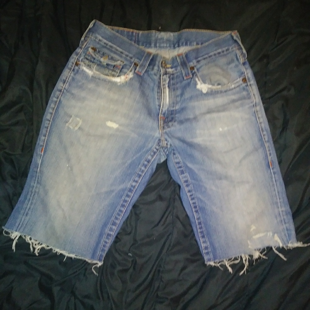 True Religion super grunge cut off Bermuda shorts